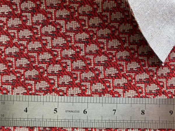 DJ23 Red Christian Dior Jacquard Fabric with Mini Pattern