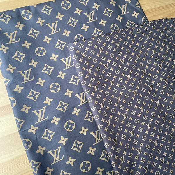 LC01 Brown Classic monogram canvas patterned cotton fabric
