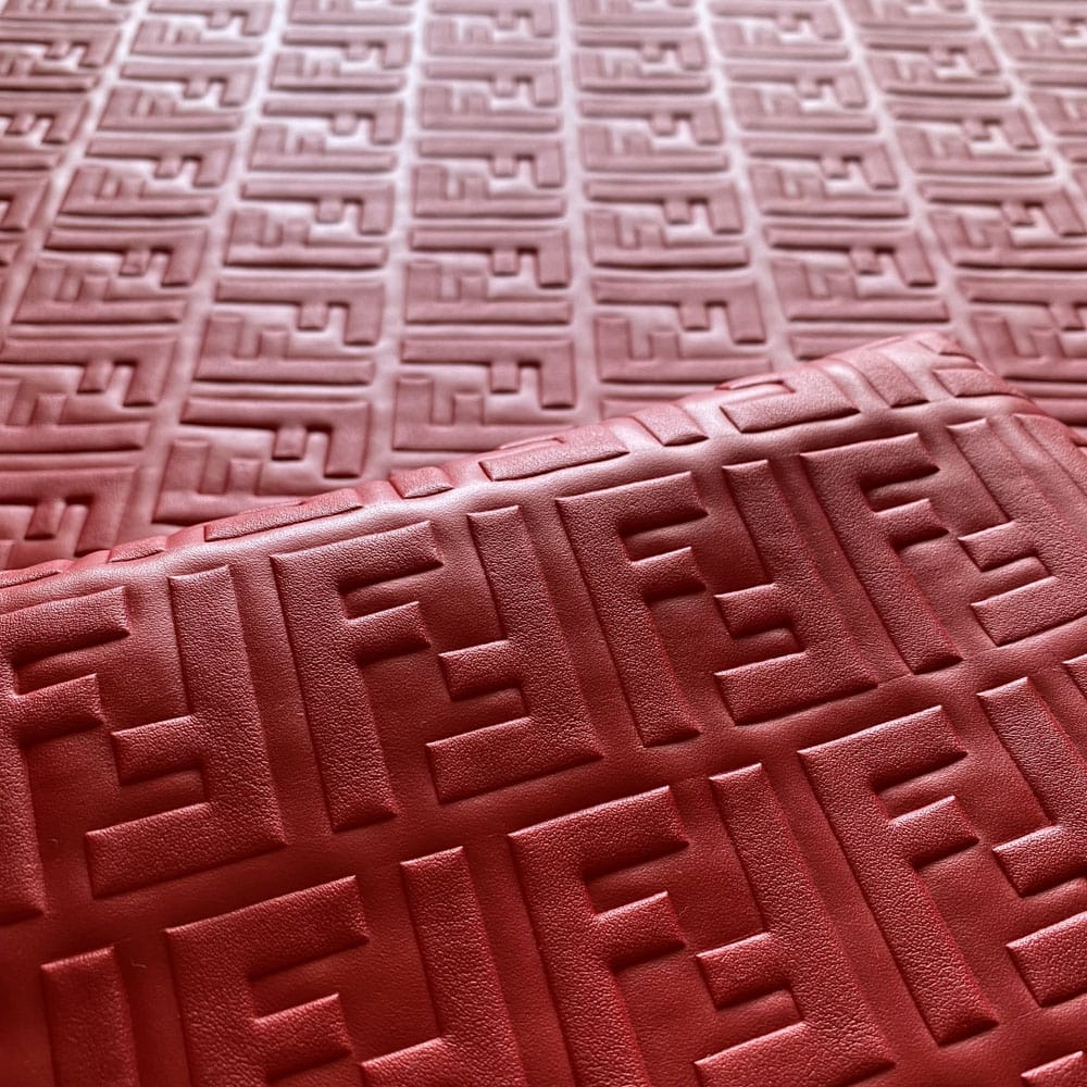 FL08 Embossed Leather Fabric Red