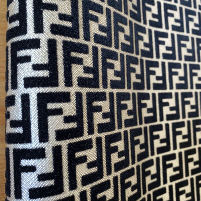 FL06 Silver Vinyl Fabric with Black Velvet Pattern | Material Vinyl For Bags