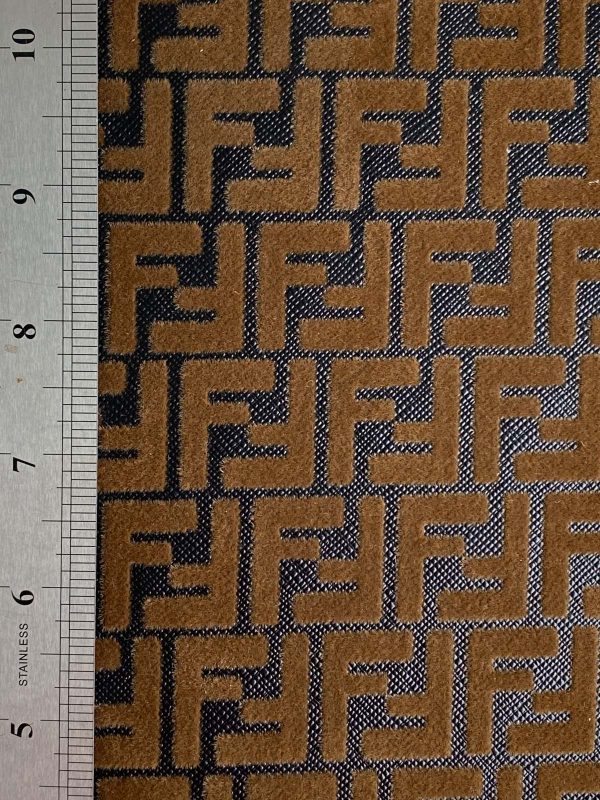 FL10 Brown Thick Vinyl Fabric with Velvet Letters