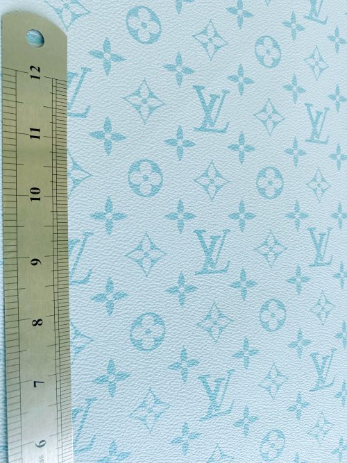 LL53 Leather Fabric By The Yard GREEN ON VERY LIGHT GREEN