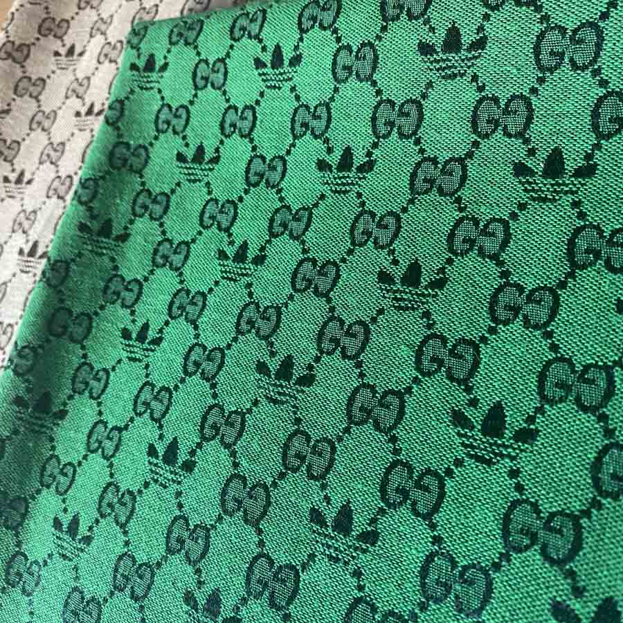 GJ05 Jacquard Fabric Green | 2 brand Fabric logos together