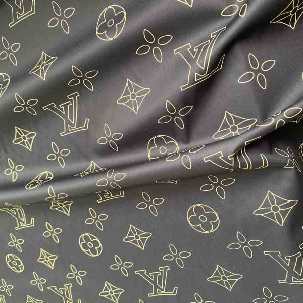 LC02 thin Black Fabric with Mint Green Patterns