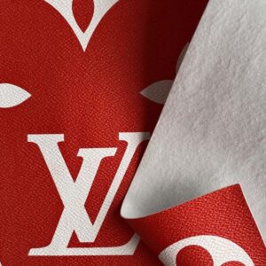 LL62 Red Leather Fabric With Big Patterns