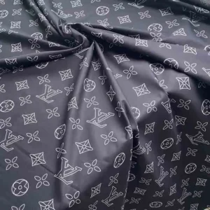 LC05 Black Cotton fabric with white logo print