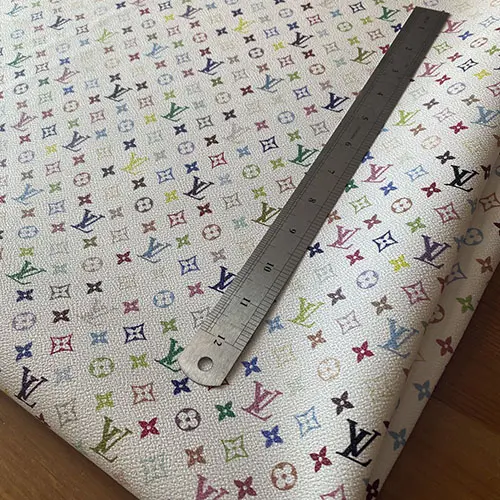 LL25 Rainbow Fabric white | multicolor leather fabric
