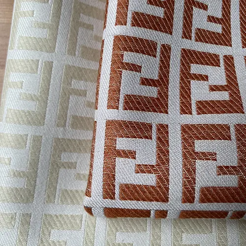 FJ02 White and Brown Jacquard Fabric