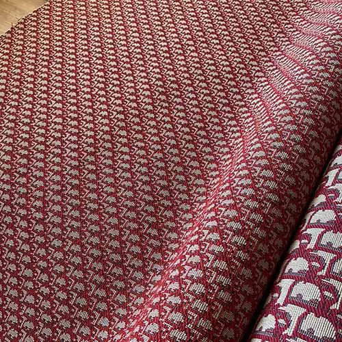 DJ23 Red Christian Dior Jacquard Fabric with Mini Pattern