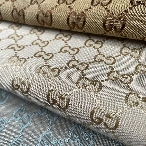 GJ03 Ivory Jacquard Fabric with Gold Patterns