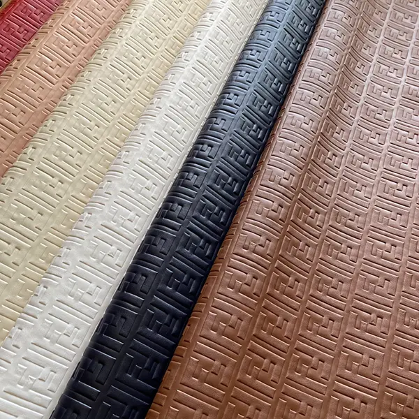 FL08 Embossed Leather Fabric Red