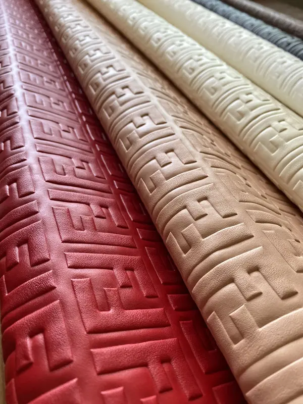 FL08 Embossed Leather Fabric Red