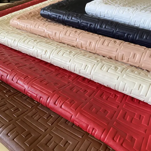 FL08 Embossed Leather Fabric Red