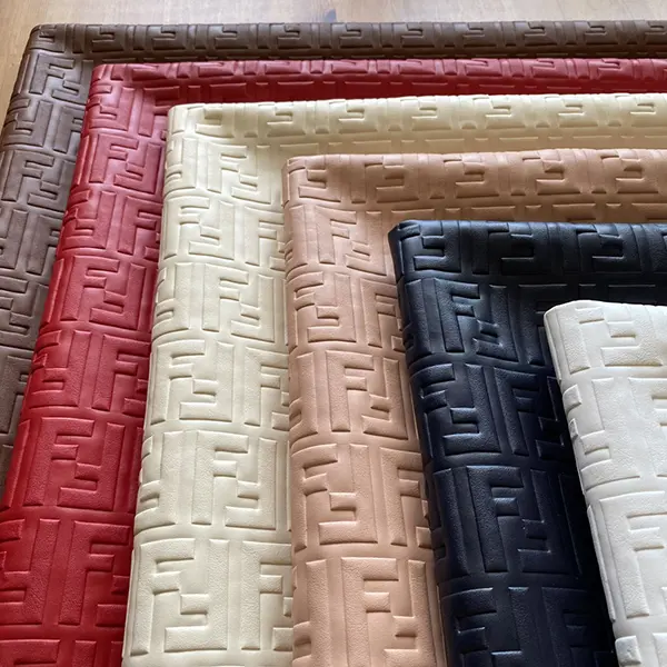 FL08 Embossed Leather Fabric Red