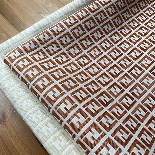 FJ02 White and Brown Jacquard Fabric