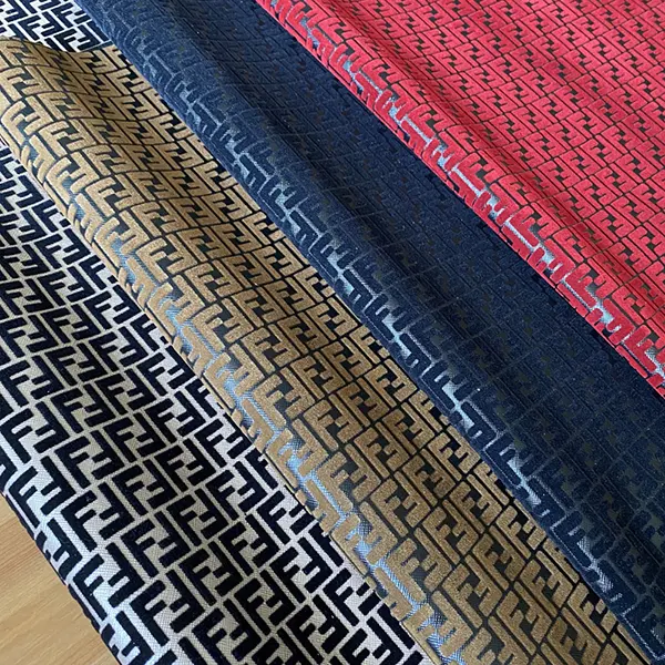 FL09 Red Vinyl Fabric with Velvet Patterns