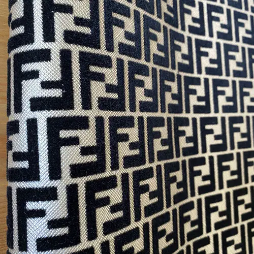 FL06 Silver Vinyl Fabric with Black Velvet Pattern | Material Vinyl For Bags