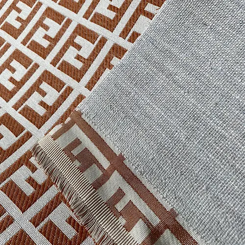 FJ02 White and Brown Jacquard Fabric