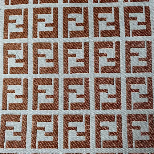 FJ02 White and Brown Jacquard Fabric