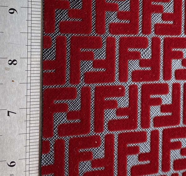 FL09 Red Vinyl Fabric with Velvet Patterns