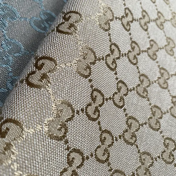 GJ03 Ivory Jacquard Fabric with Gold Patterns