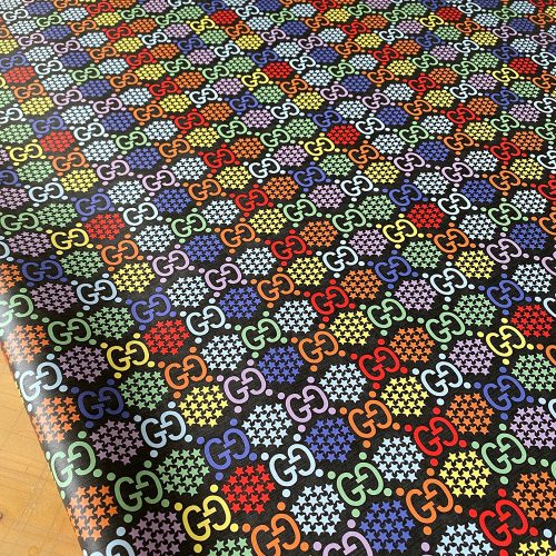 GL02 Multicolor Vinyl Fabric on black background
