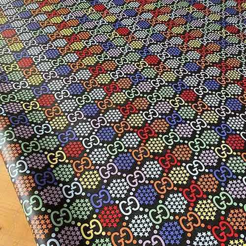 GL02 Multicolor Vinyl Fabric on black background