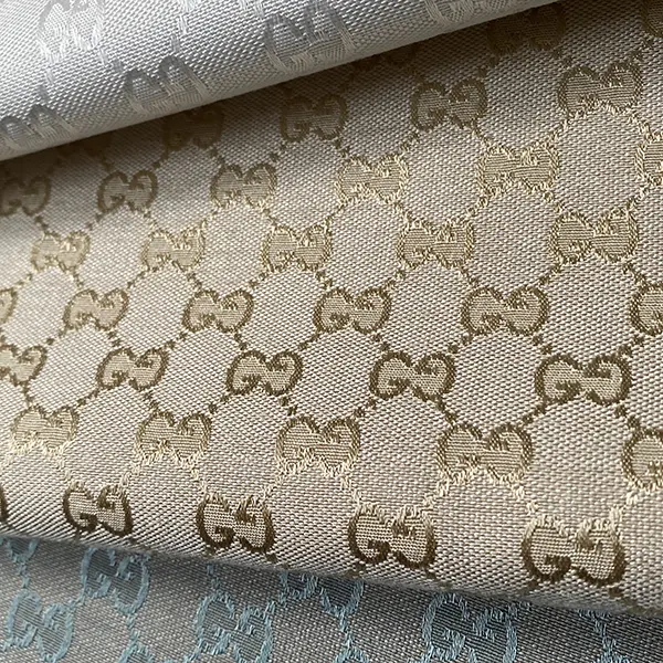GJ03 Ivory Jacquard Fabric with Gold Patterns
