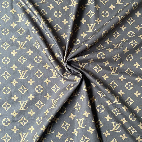LC01 Brown Classic monogram canvas patterned cotton fabric
