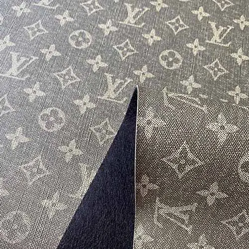 LL34 Green Vinyl such denim | Leather fabric with denim pattern