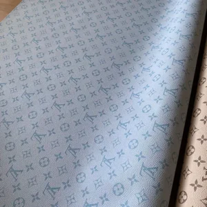 LL53 Leather Fabric By The Yard GREEN ON VERY LIGHT GREEN