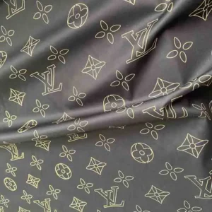LC02 thin Black Fabric with Mint Green Patterns