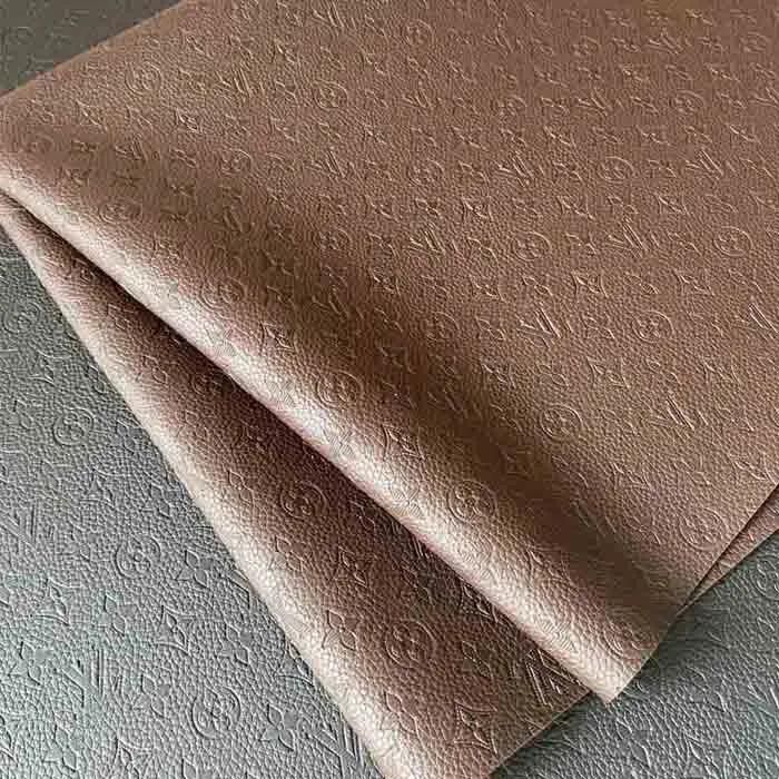 LL23 embossed brown leather fabric | LV embossed brown vinyl