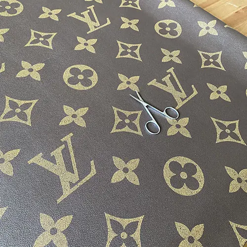 LL43 Brown Leather Fabric With Big Letters