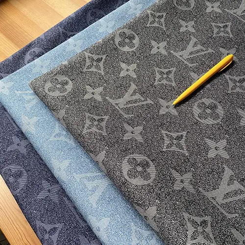 LO06 Black Denim Fabric with bigger patterns