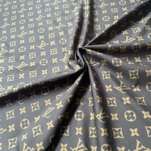 LC01 Brown Classic monogram canvas patterned cotton fabric