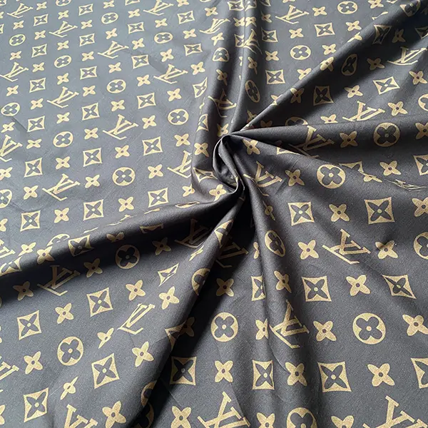 LC01 Brown Classic monogram canvas patterned cotton fabric