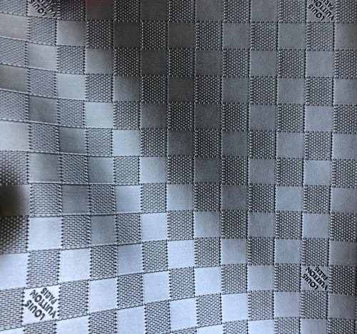 LL66 Black Embossed Leather Fabric | Checkered Damier Leather Black