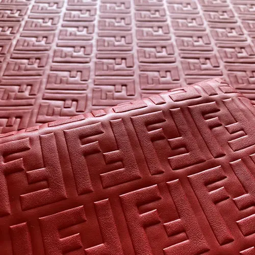 FL08 Embossed Leather Fabric Red