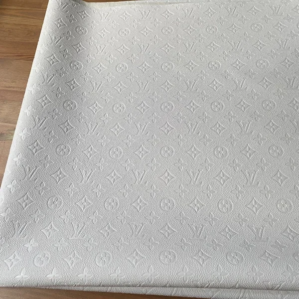 LL01 White leather fabric made with warm print with patterns