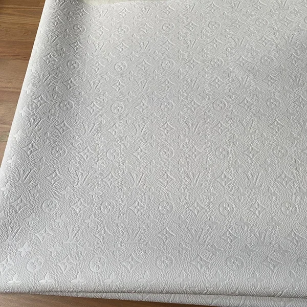 LL01 White leather fabric made with warm print with patterns